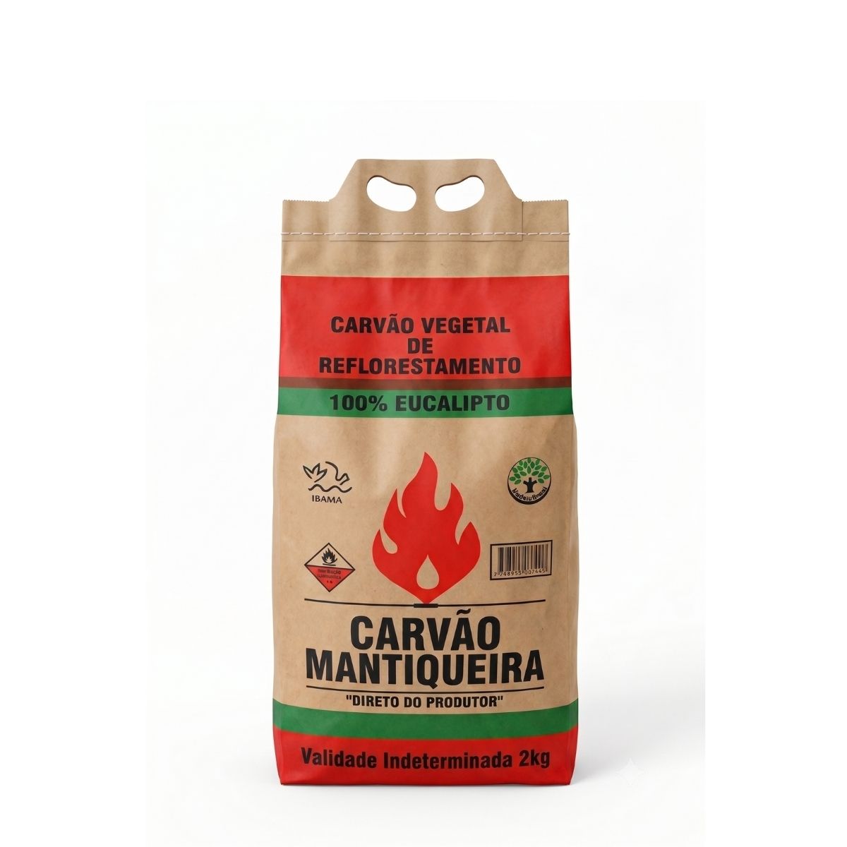 Carvão Mantiqueira 4kg Eucalipto com Alça Acendedora