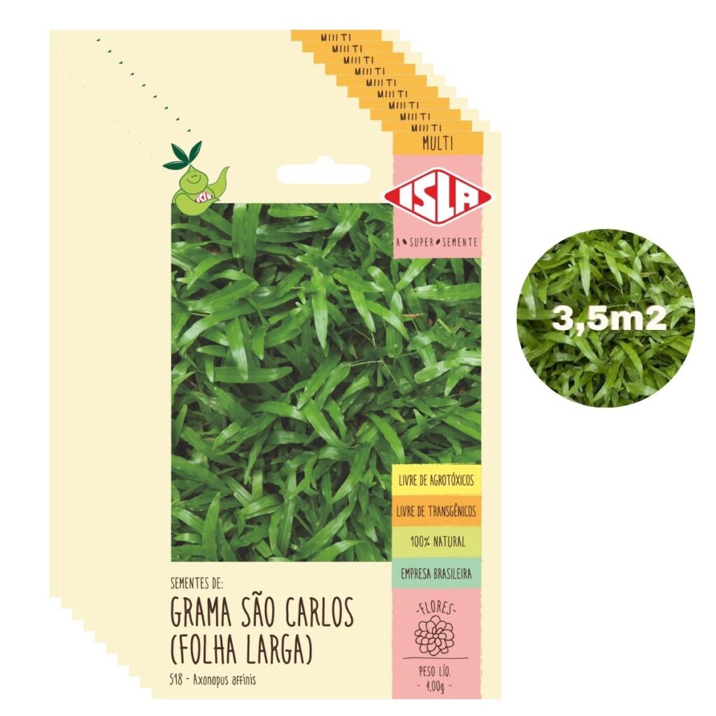 Sementes de Grama São Carlos Folha Larga 10pct x 4g p/ 3,5m2