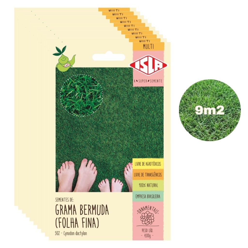 Sementes de Grama Bermuda Folha Fina 10pct x 4g p/ 9m2
