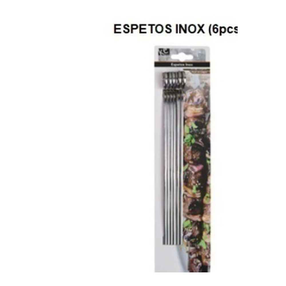 Jogo de Espetos para Churrasco em Aço Inox – 6 Peças