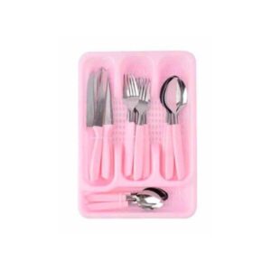 Conjunto Talheres 25 Peças com Organizador Rosa Wellmix