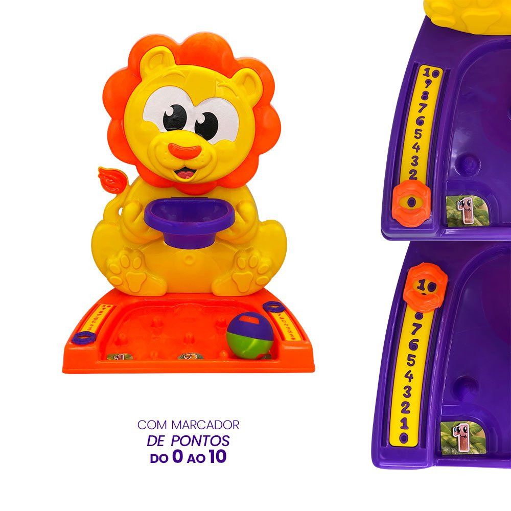 Cesta de Basquete Infantil Leão com Bolinha Marcador Pontos - Imagem 2