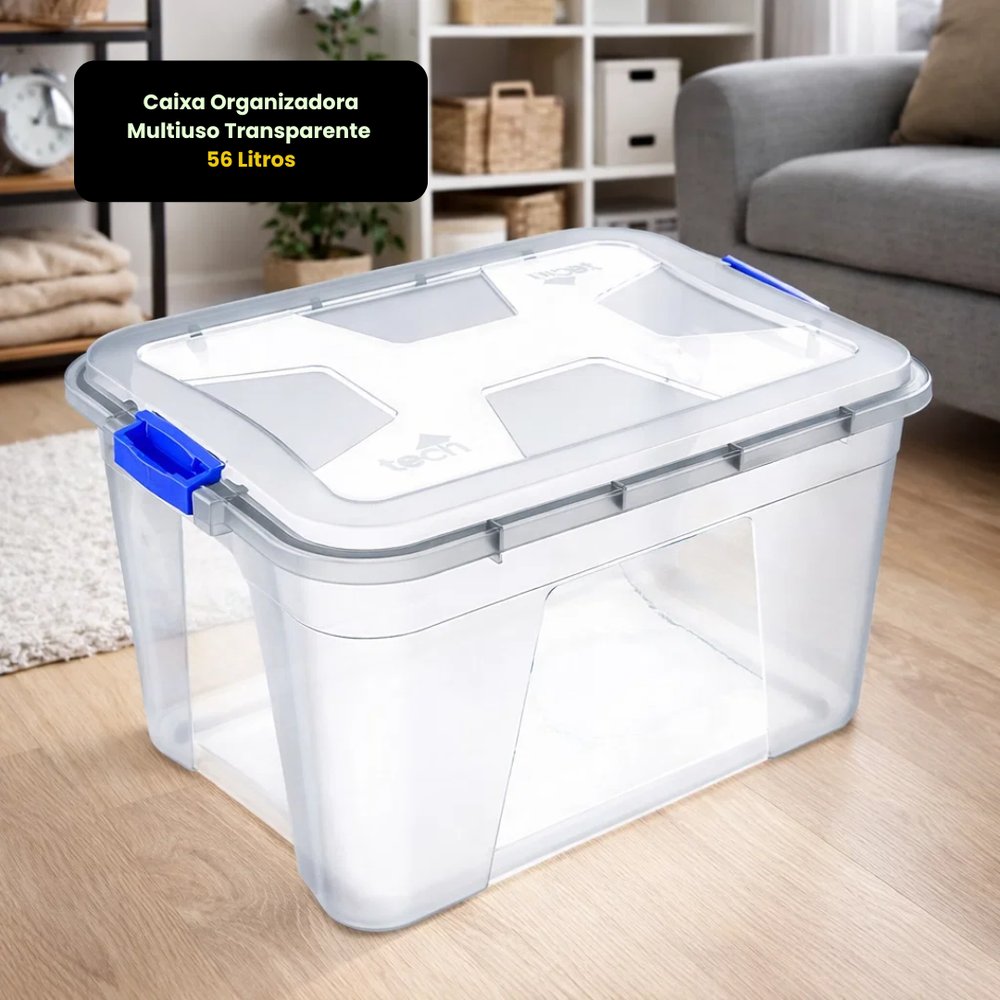 Caixa Organizadora Transparente 56L UNINJET - Imagem 2
