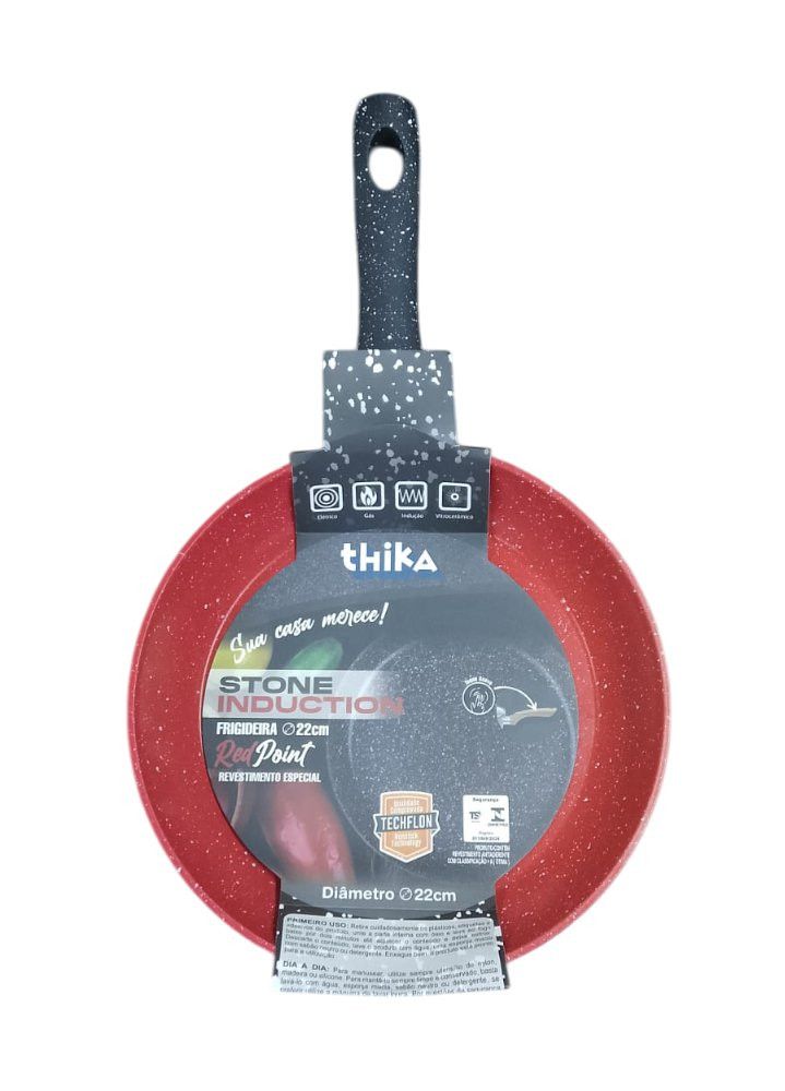 Frigideira Antiaderente Alumínio Multifuncional 22cm Vermelh - Imagem 2