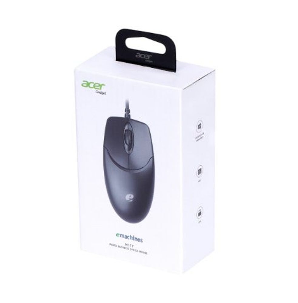 Mouse Óptico Com Fio ACER Compacto Para PC Preto - Imagem 2