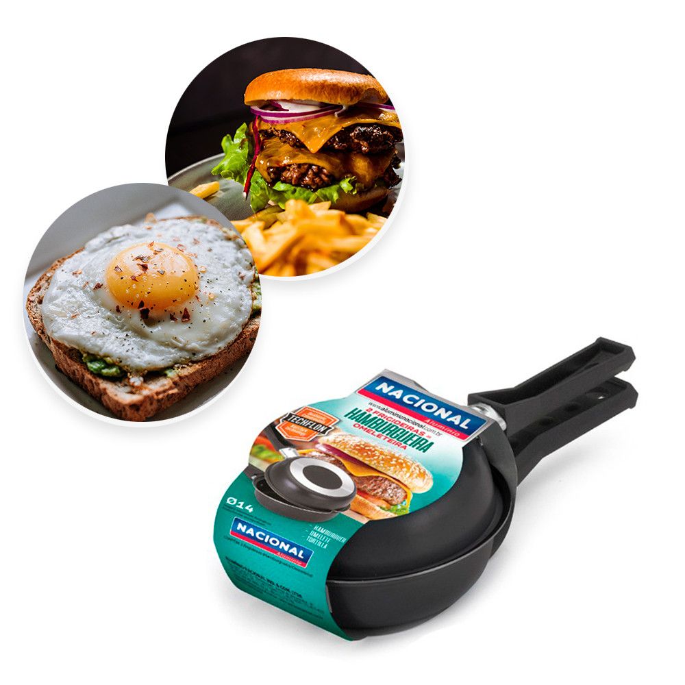 Frigideira Dupla Hamburgueira Omeleteira Antiaderente Preta
