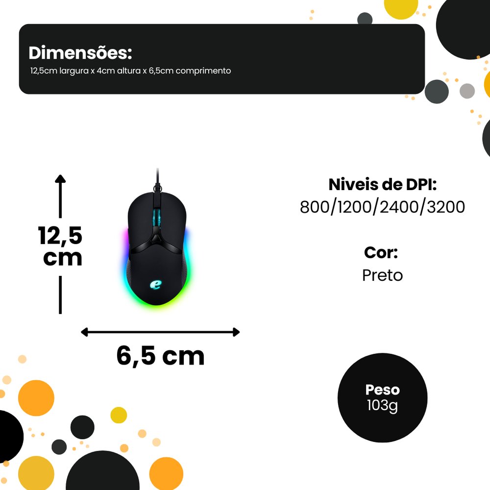 Mouse Óptico Com Fio ACER USB Para PC e Notebook Preto - Imagem 6