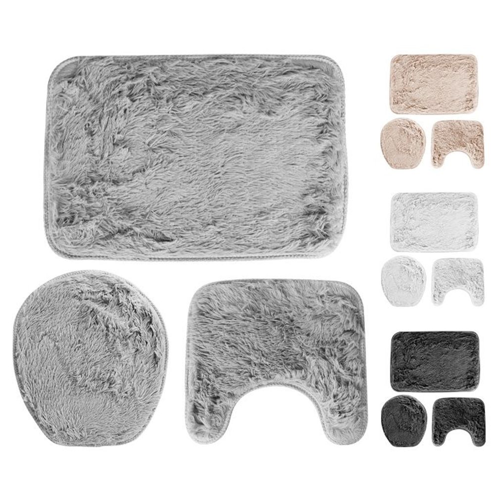 Kit 3 Tapetes Banheiro Veludo Clean Tech Jogo Completo