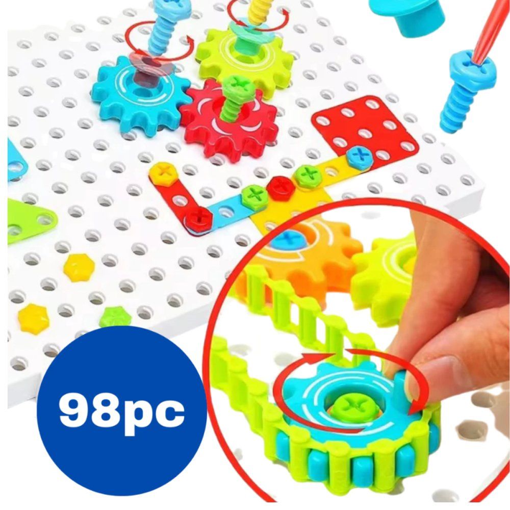 Kit Ferramenta Infantil Quebra-Cabeça Engrenagem 98 Peças - Imagem 3