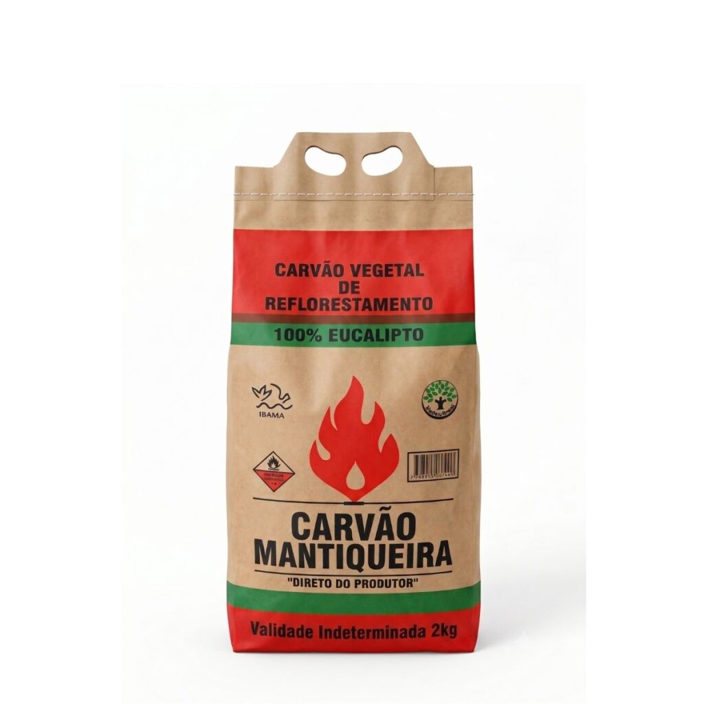 Carvão Mantiqueira 2kg Eucalipto com Alça Acendedora