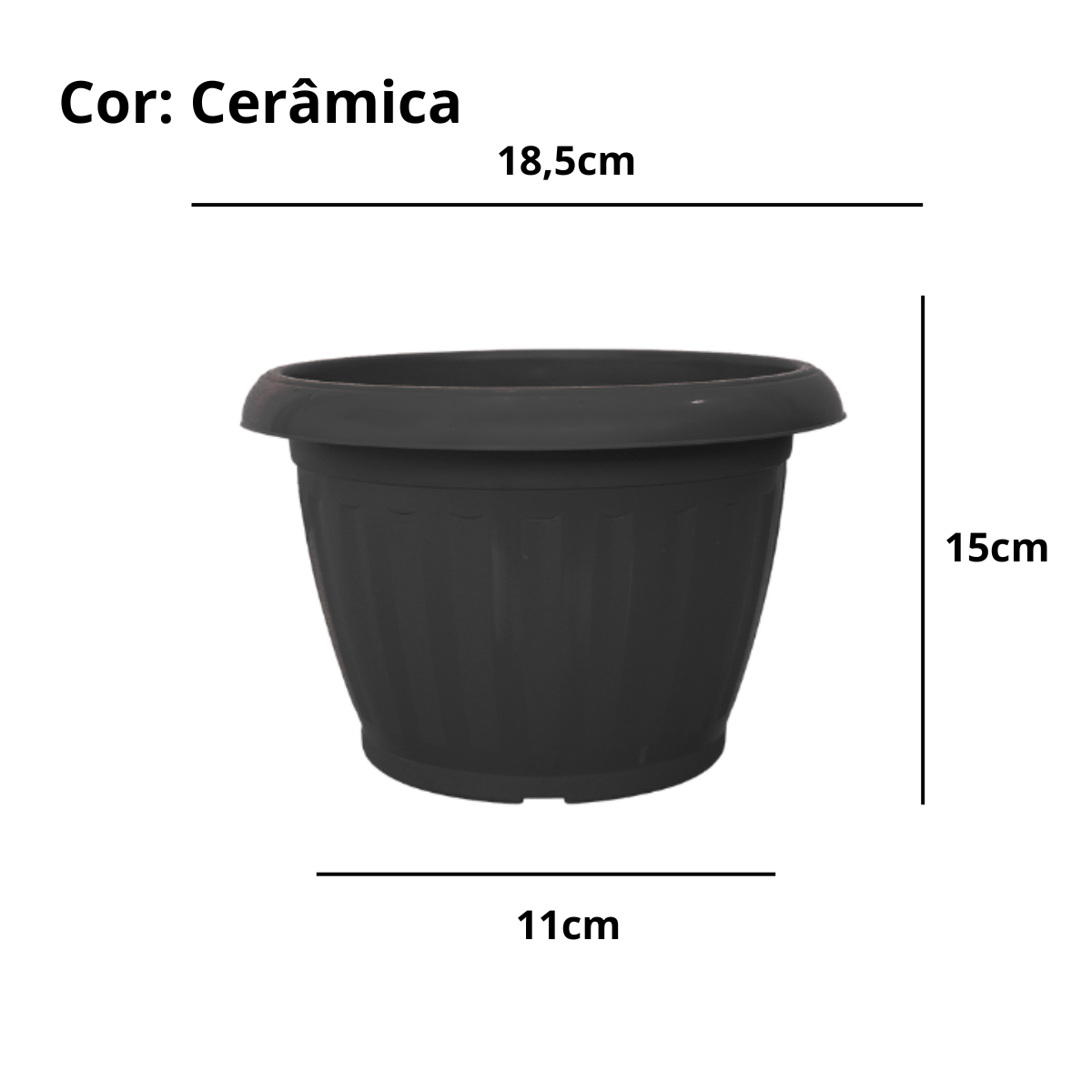 Vaso Romano Design Clássico N1 2L Cor Preto 18x15cm - Imagem 2