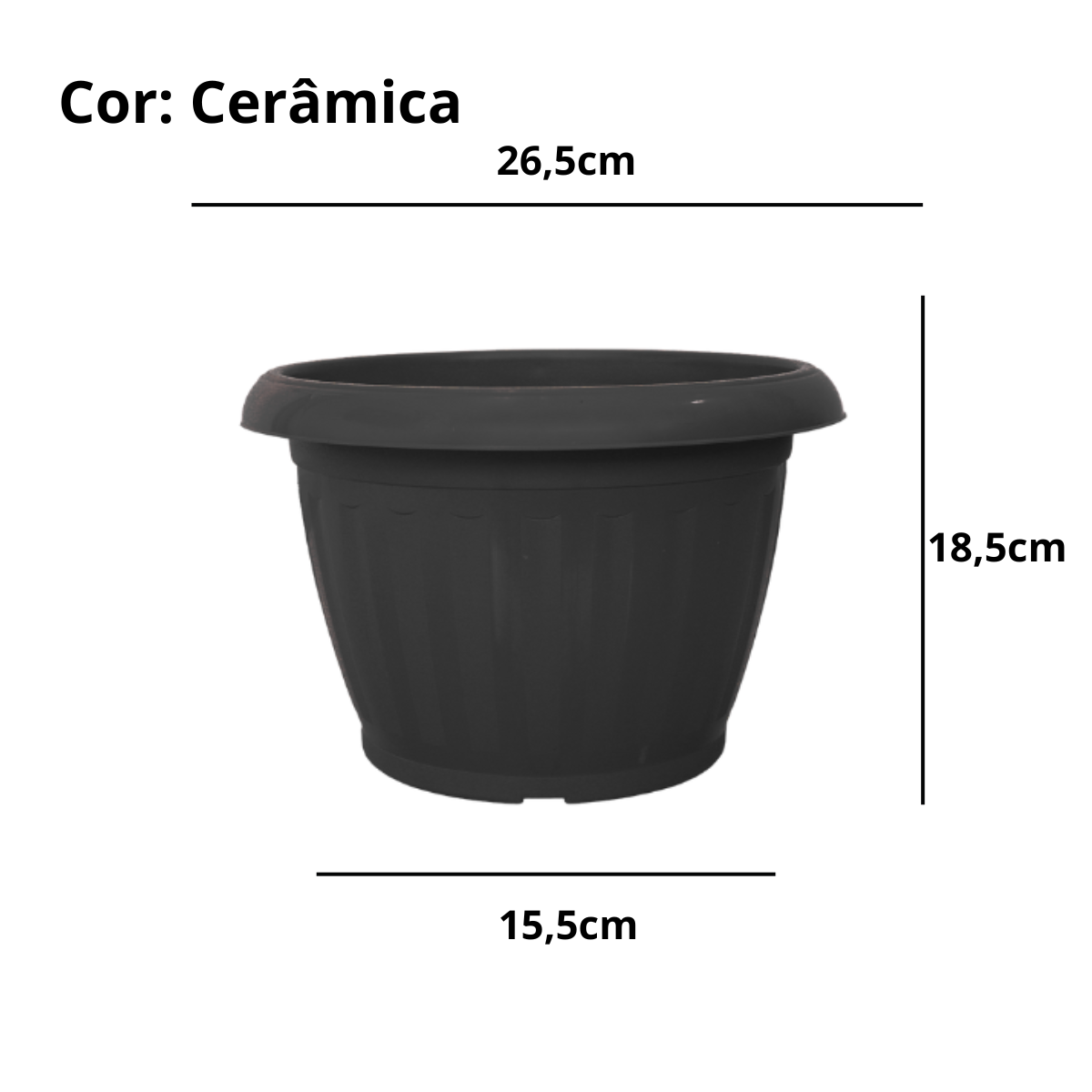 Vaso Romano Design Clássico N2 5,2L Cor Preto 26,5x18,5cm - Imagem 2