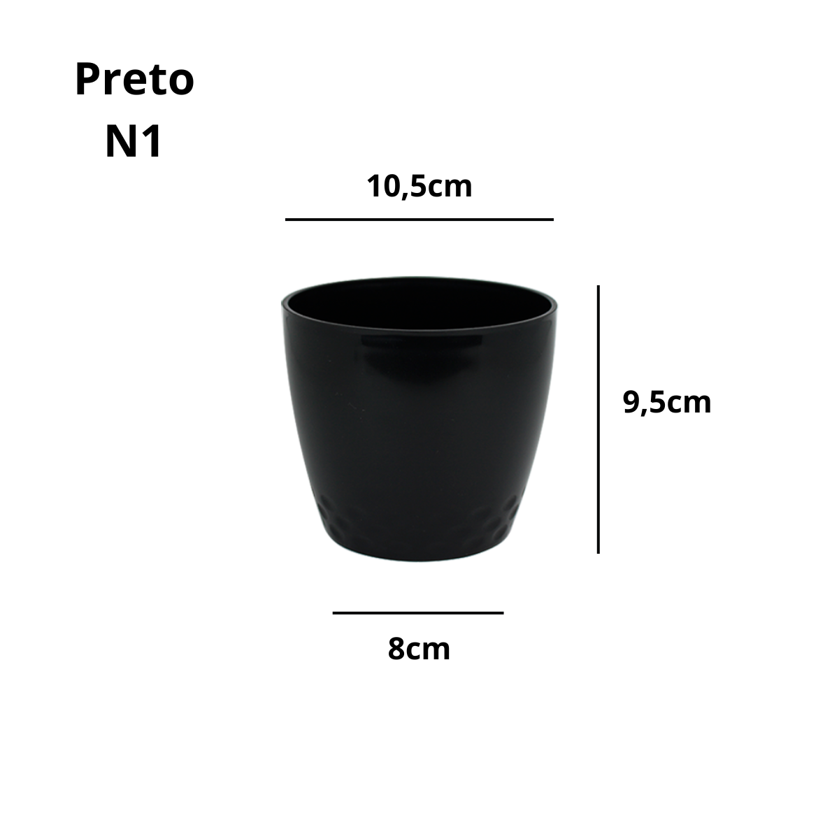 Vaso Cachepo Diamond N1 Preto - 10,5 x 9,5cm - 700ML - Imagem 3