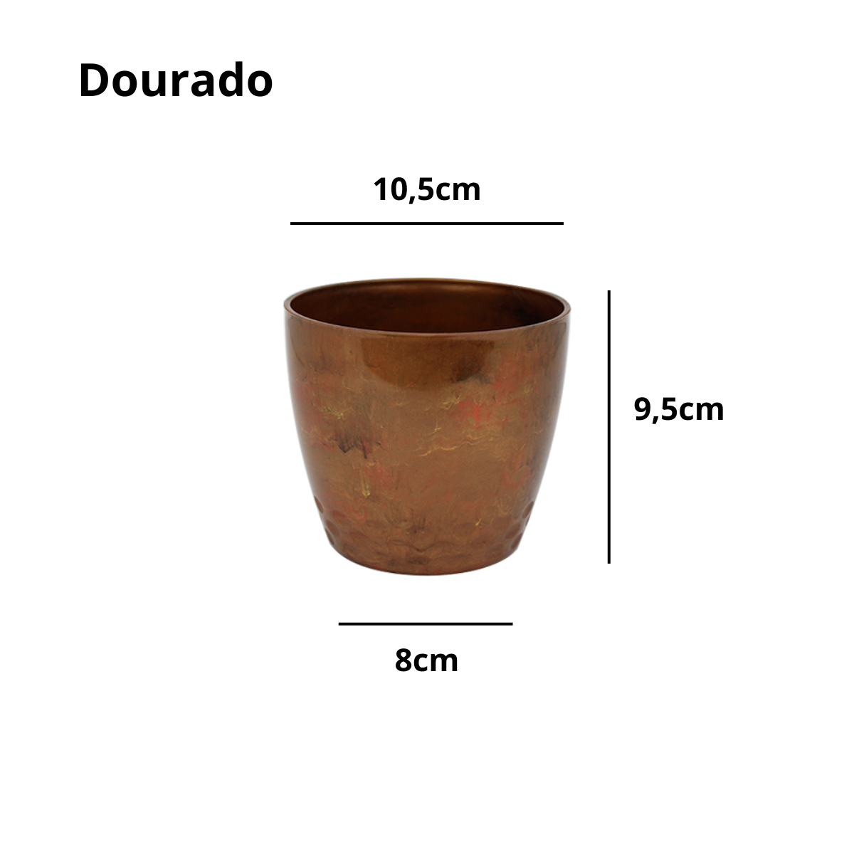 Vaso Cachepo Diamond N1 Dourado - 10,5 x 9,5cm - 700ML - Imagem 3