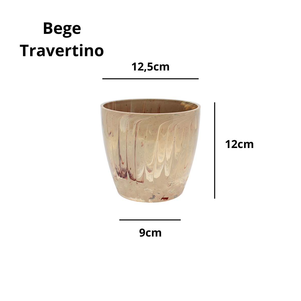 Vaso Cachepo Diamond N3 Bege Travertino - 15 x 13cm - 1,9L - Imagem 2