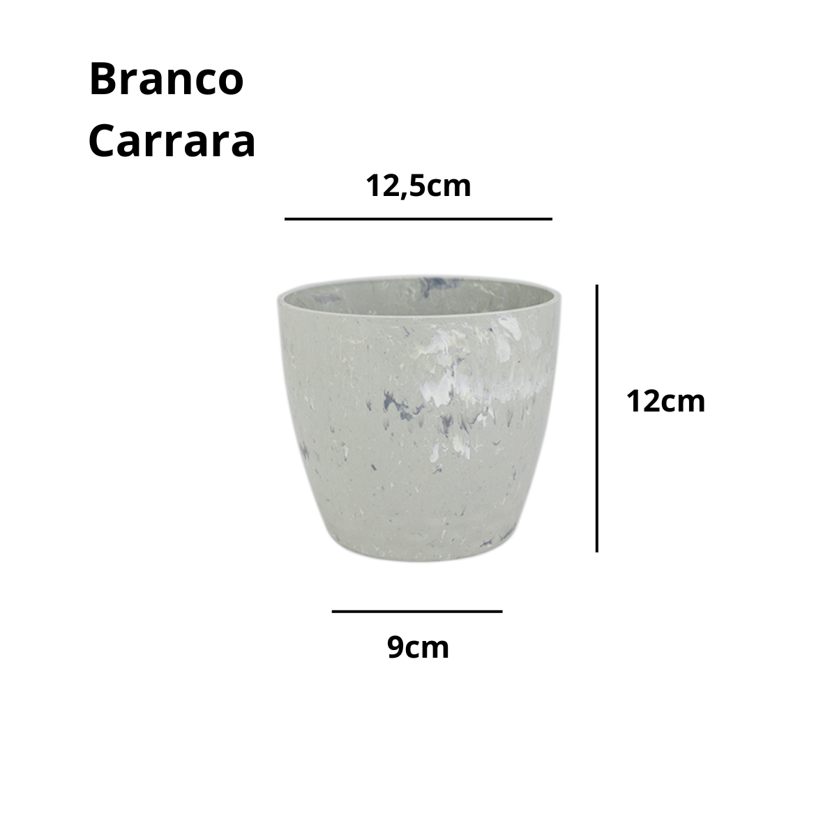 Vaso Cachepo Diamond N3 Branco Carrara - 15 x 13cm - 1,9L - Imagem 2