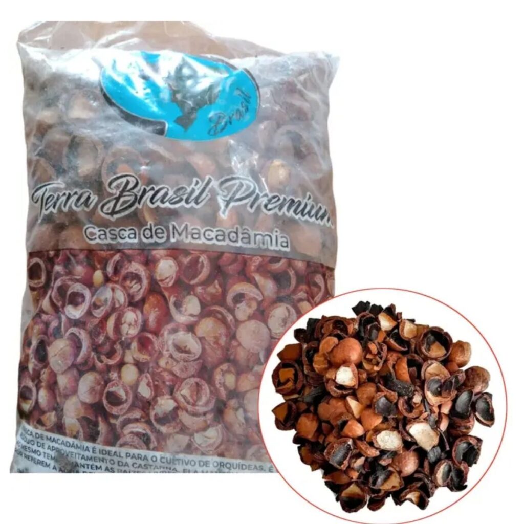 Casca De Macadâmia Substrato P/ Orquídeas e Plantas 1kg 1,6L