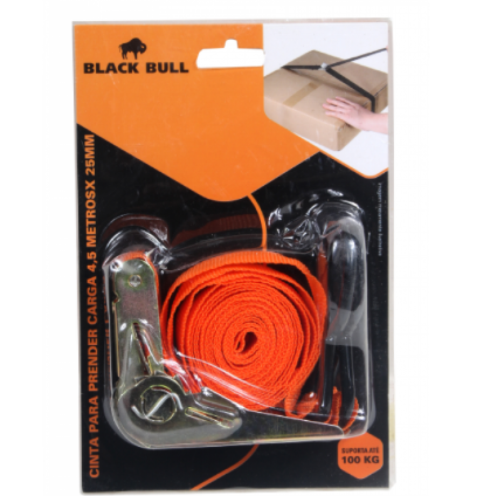 Cinta Catraca Fixador de Carga 100kg Black Bull