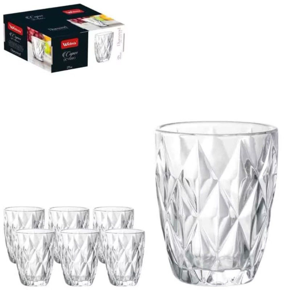 Kit 6 Copos de Vidro Diamond 270ml Wellmix