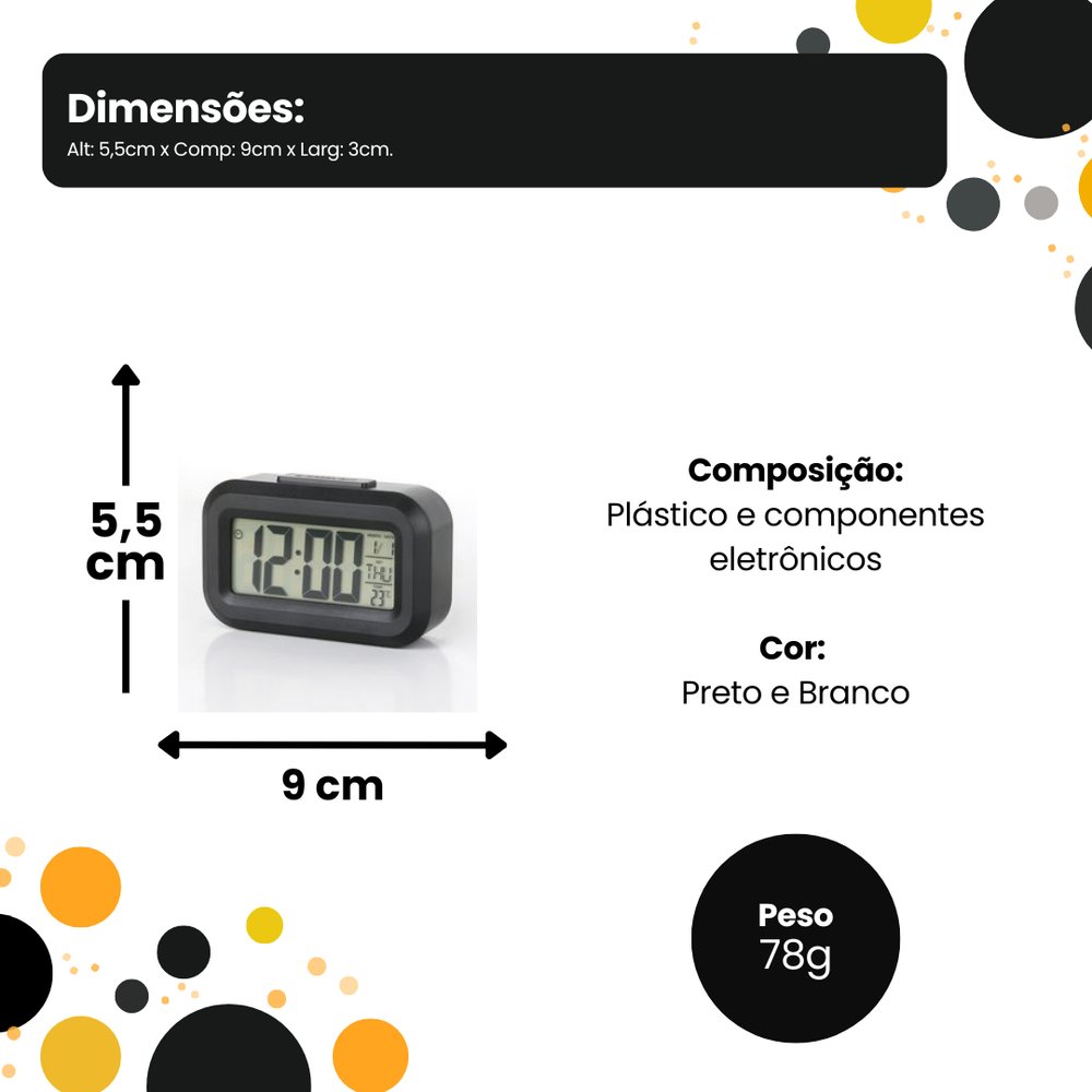 Mini Relógio Digital LED Despertador Mesa Top Rio