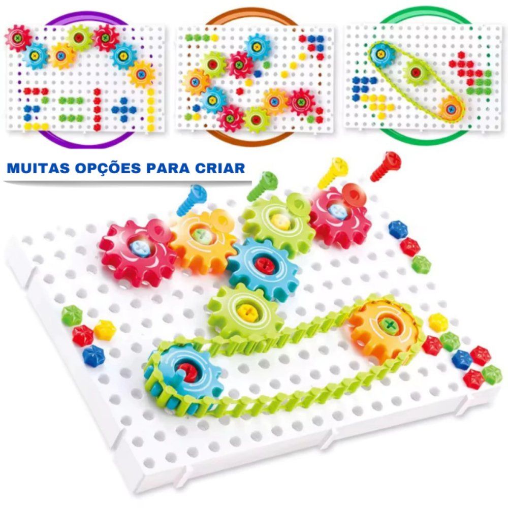 Kit Ferramenta Infantil Quebra-Cabeça Engrenagem 98 Peças