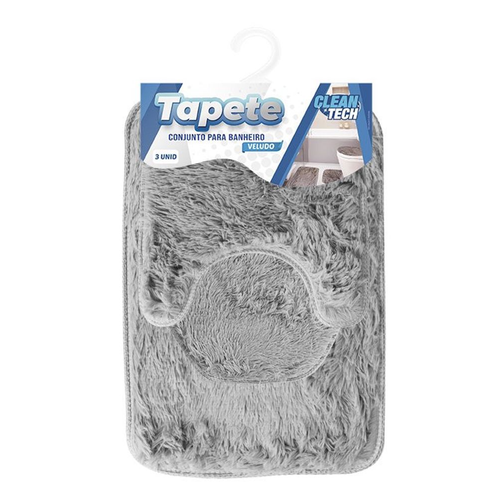 Kit 3 Tapetes Banheiro Veludo Clean Tech Jogo Completo - Imagem 5