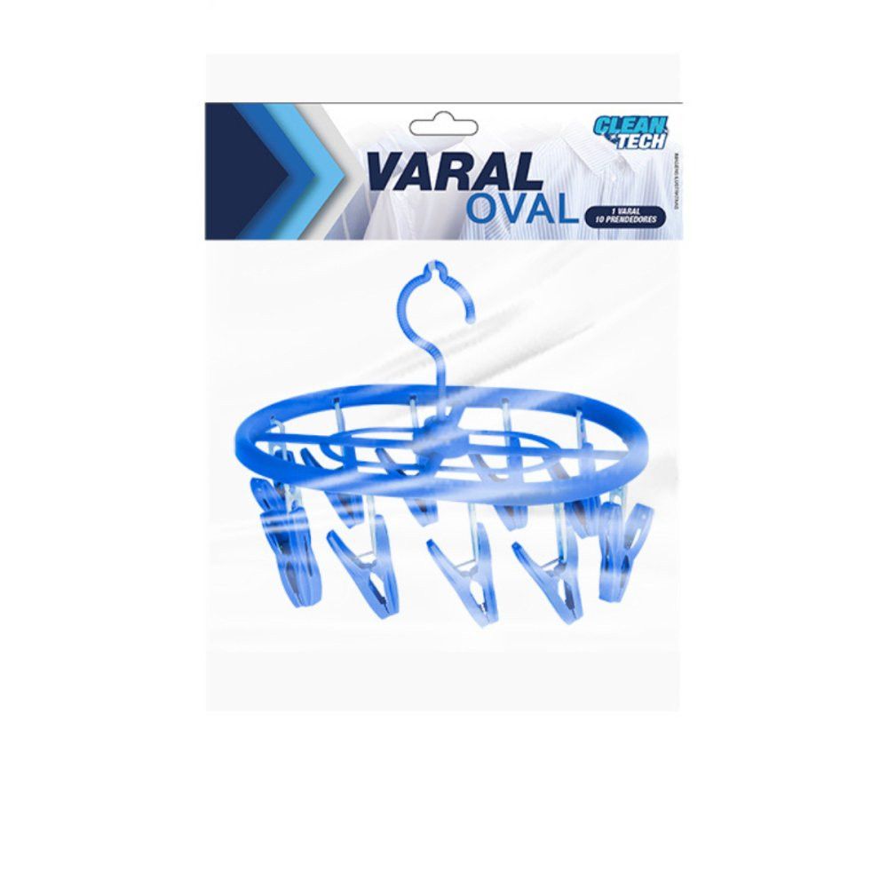 Varal Oval com 10 Prendedores Retrátil Sortido
