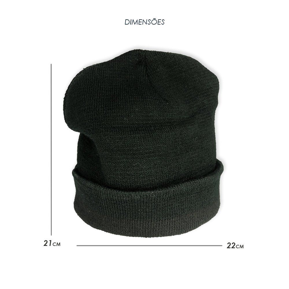 Touca Gorro Lisa Lã Preta Inverno Tricot REDSTAR