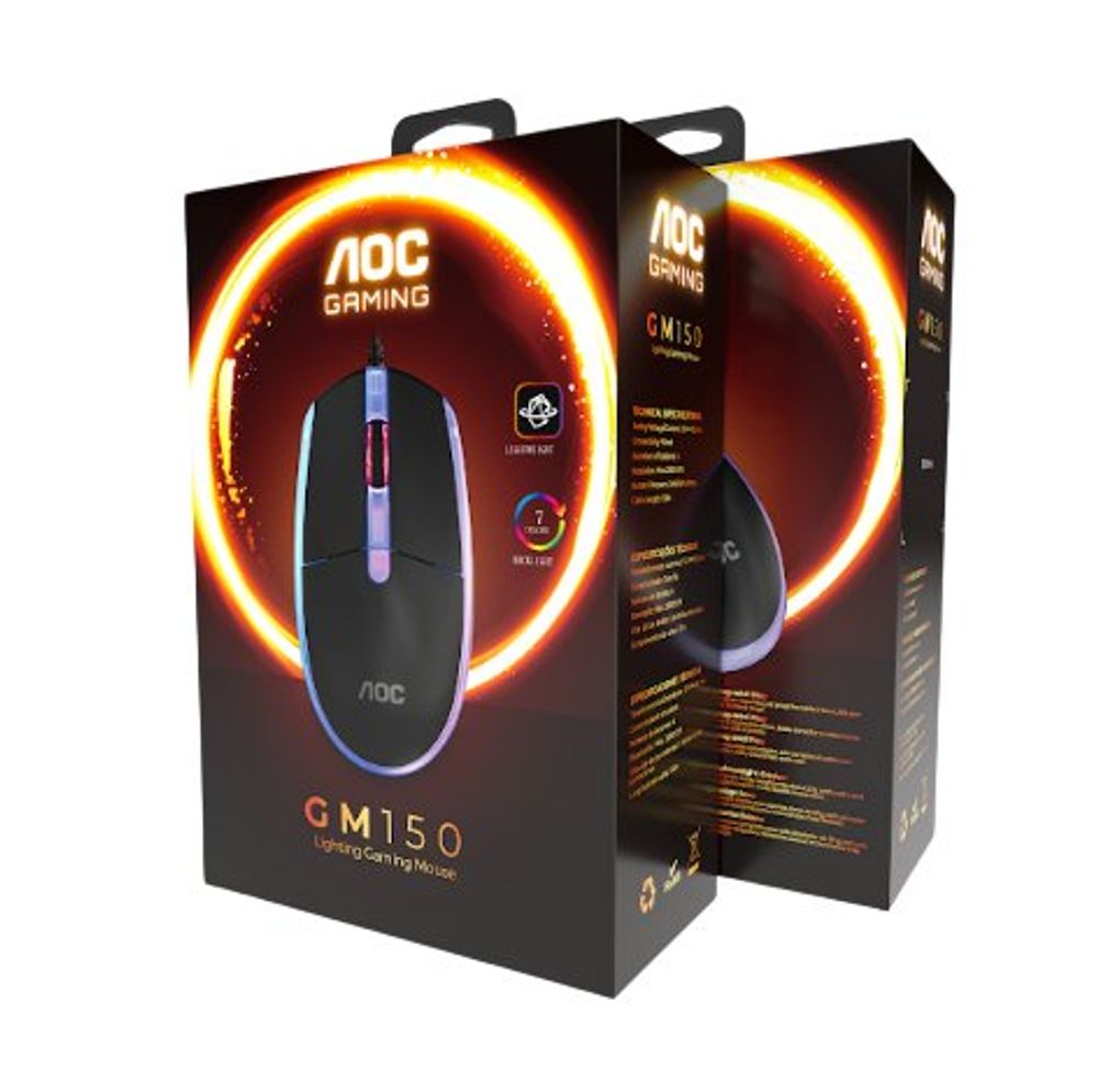 Mouse Gamer AOC com Fio 2000 DPI Preto - Imagem 2