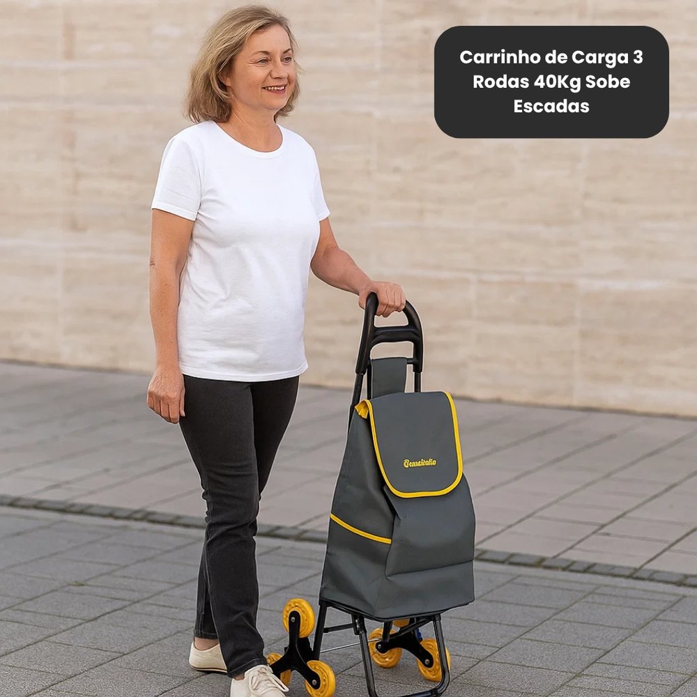 Carrinho de Carga 3 Rodas 40kg Sobe Escada Globalmix