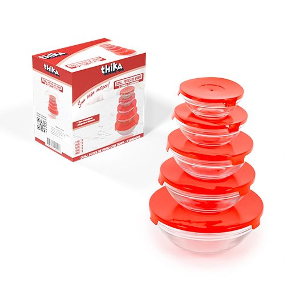 Conjunto 5 Potes de Vidro com Tampa Sortidos Thika - Imagem 3