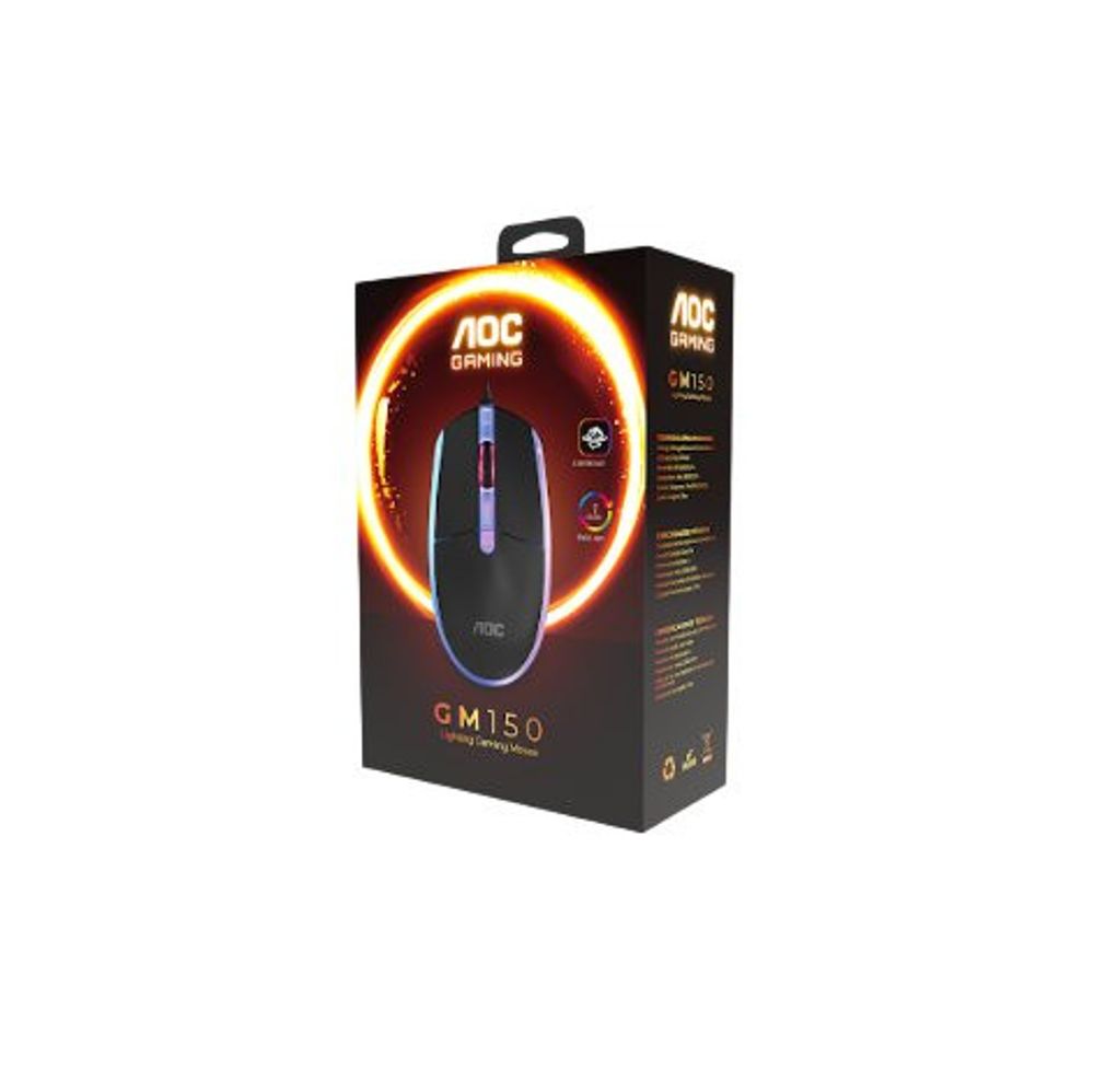 Mouse Gamer AOC com Fio 2000 DPI Preto