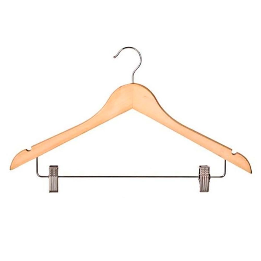 Cabide Madeira com Presilhas Calças Roupas Wincy 48cm