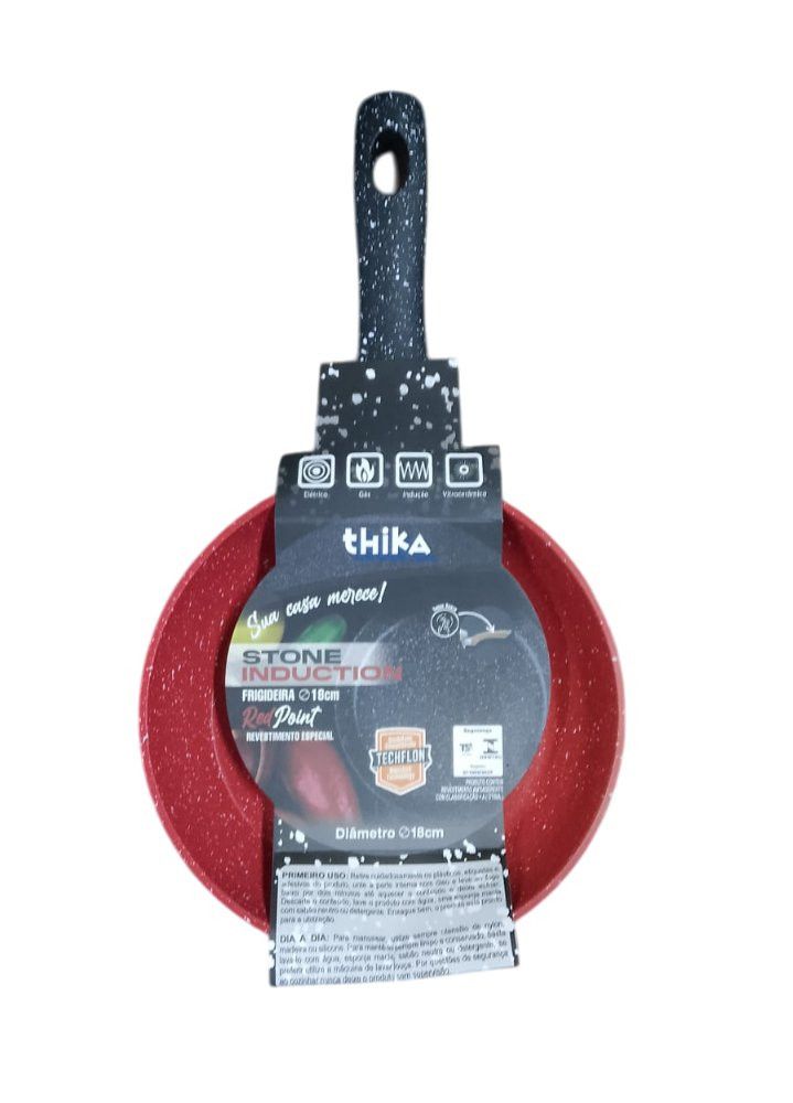 Frigideira Antiaderente Alumínio Multifuncional 18cm Vermelh - Imagem 4