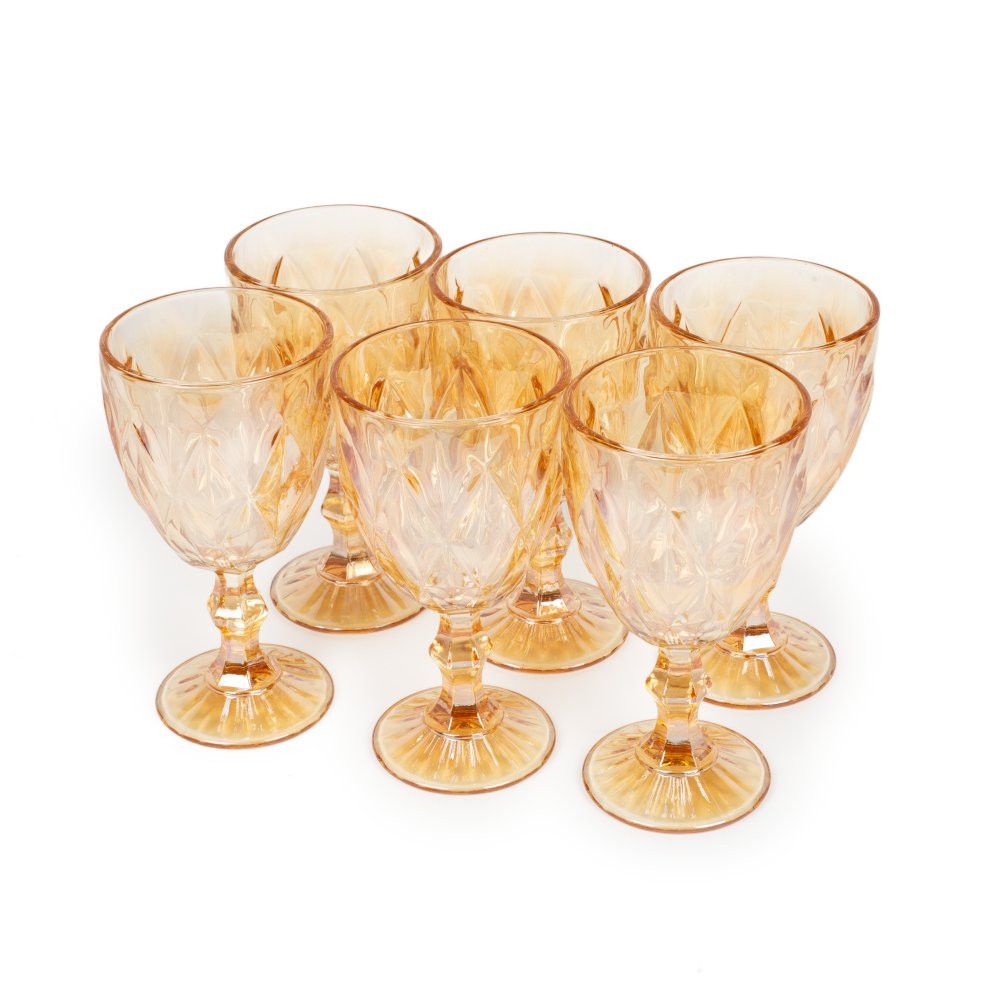 Conjunto 6 Taças Vidro Diamond Gold 325ml Thika - Imagem 6